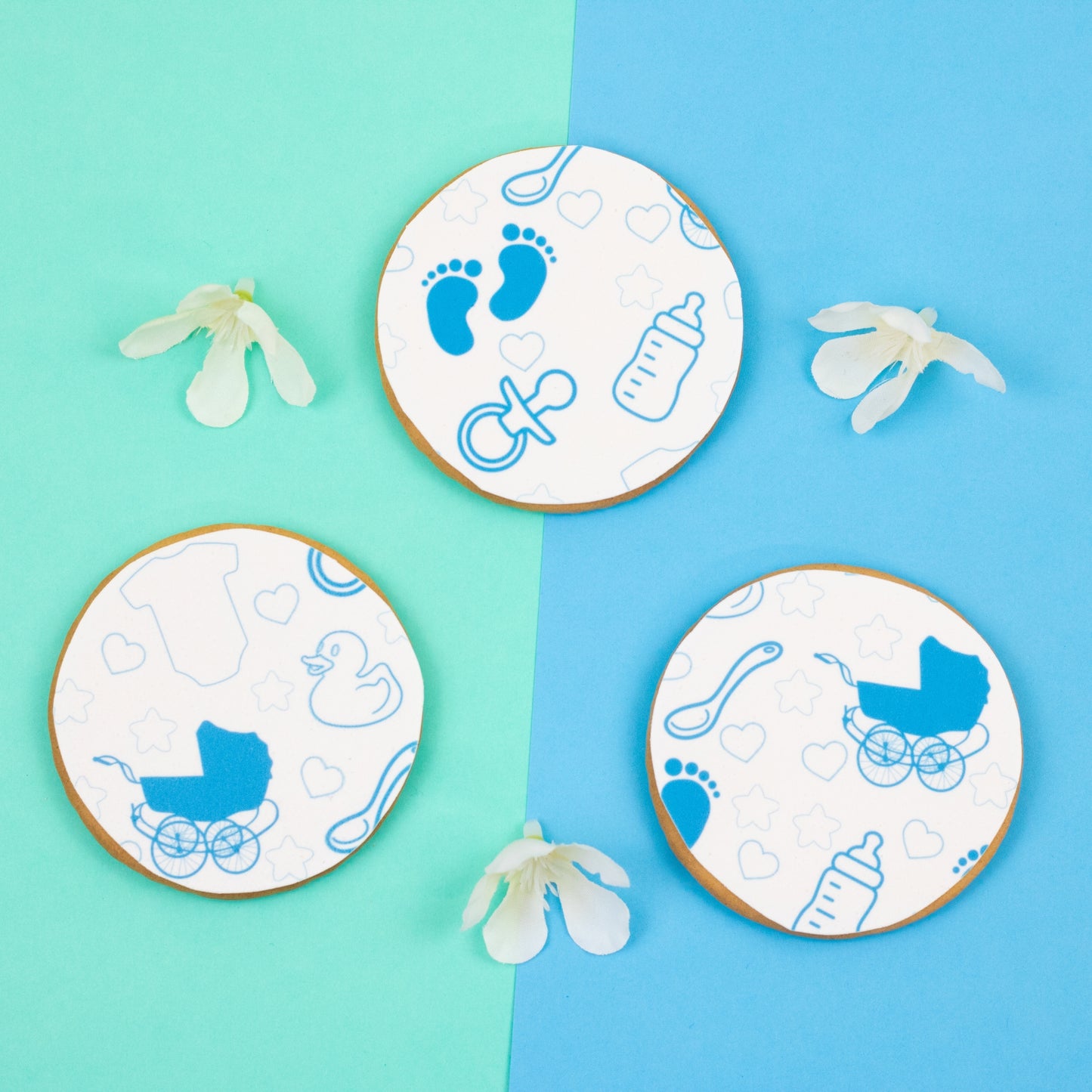 Blue Baby Scene A4 Tiled Icing Sheet