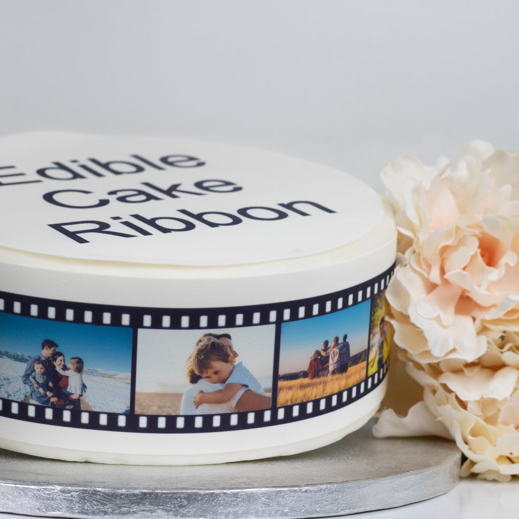 Personalised Photo Film Strip Edible Icing Cake Ribbon / Side Strips