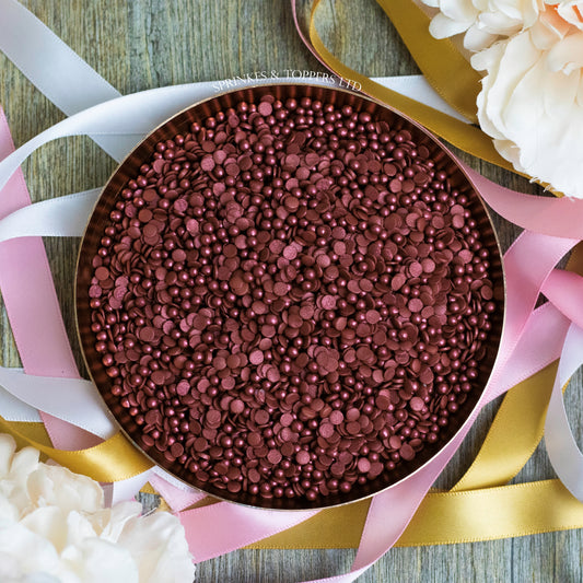 Burgundy Confetti & Pearls Sprinkles Mix