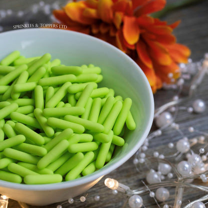 Lime Green Matt Macaroni Rods (20mm) Sprinkles