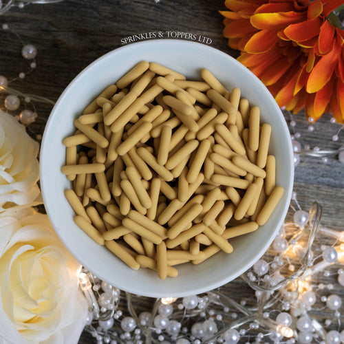 Caramel Matt Macaroni Rods (20mm) Sprinkles