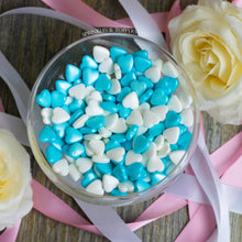 Load image into Gallery viewer, Blue &amp; White Tablet Hearts Sprinkles Cupcake / Cake Decorations