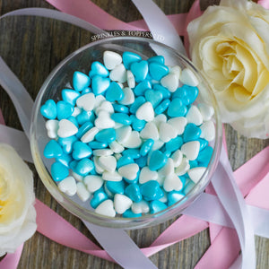 Blue & White Tablet Hearts Sprinkles Cupcake / Cake Decorations