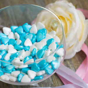 Blue & White Tablet Hearts Sprinkles Cupcake / Cake Decorations