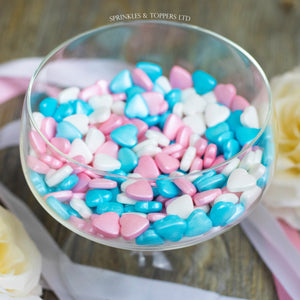 Pink White & Blue Tablet Hearts Sprinkles Cupcake / Cake Decorations