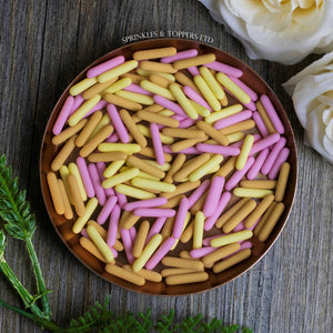 Pink Yellow & Caramel Matt Macaroni Rods (20mm) Sprinkles