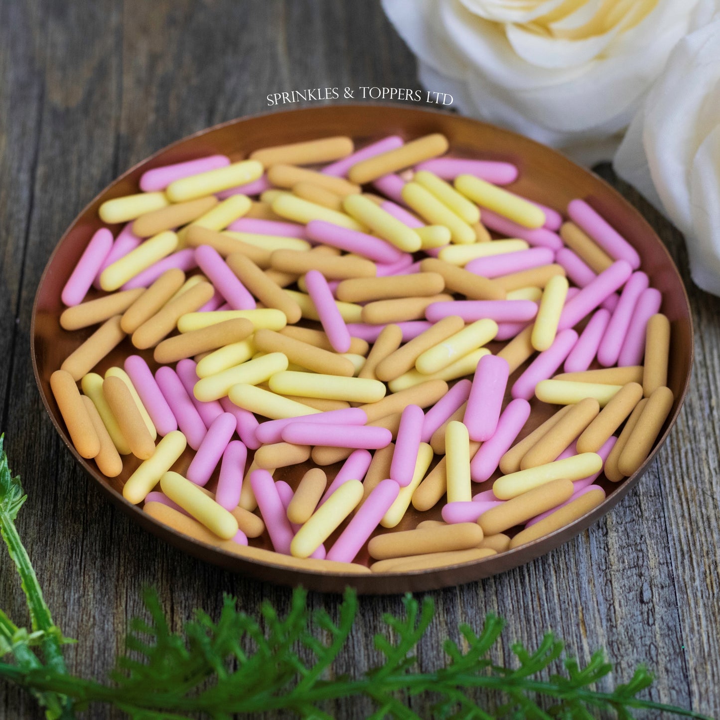 Pink Yellow & Caramel Matt Macaroni Rods (20mm) Sprinkles