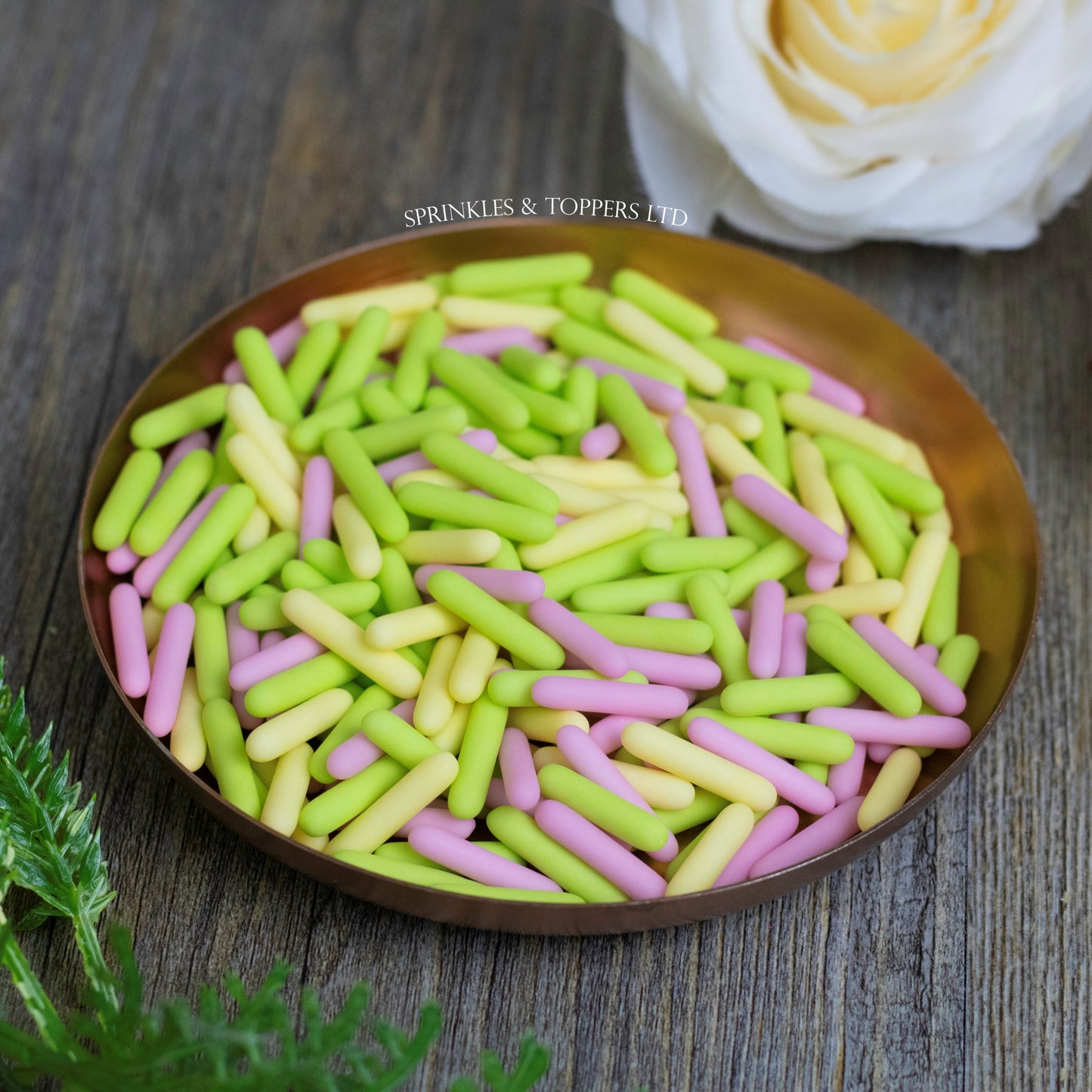 Pink Yellow & Lime Green Matt Macaroni Rods (20mm) Sprinkles