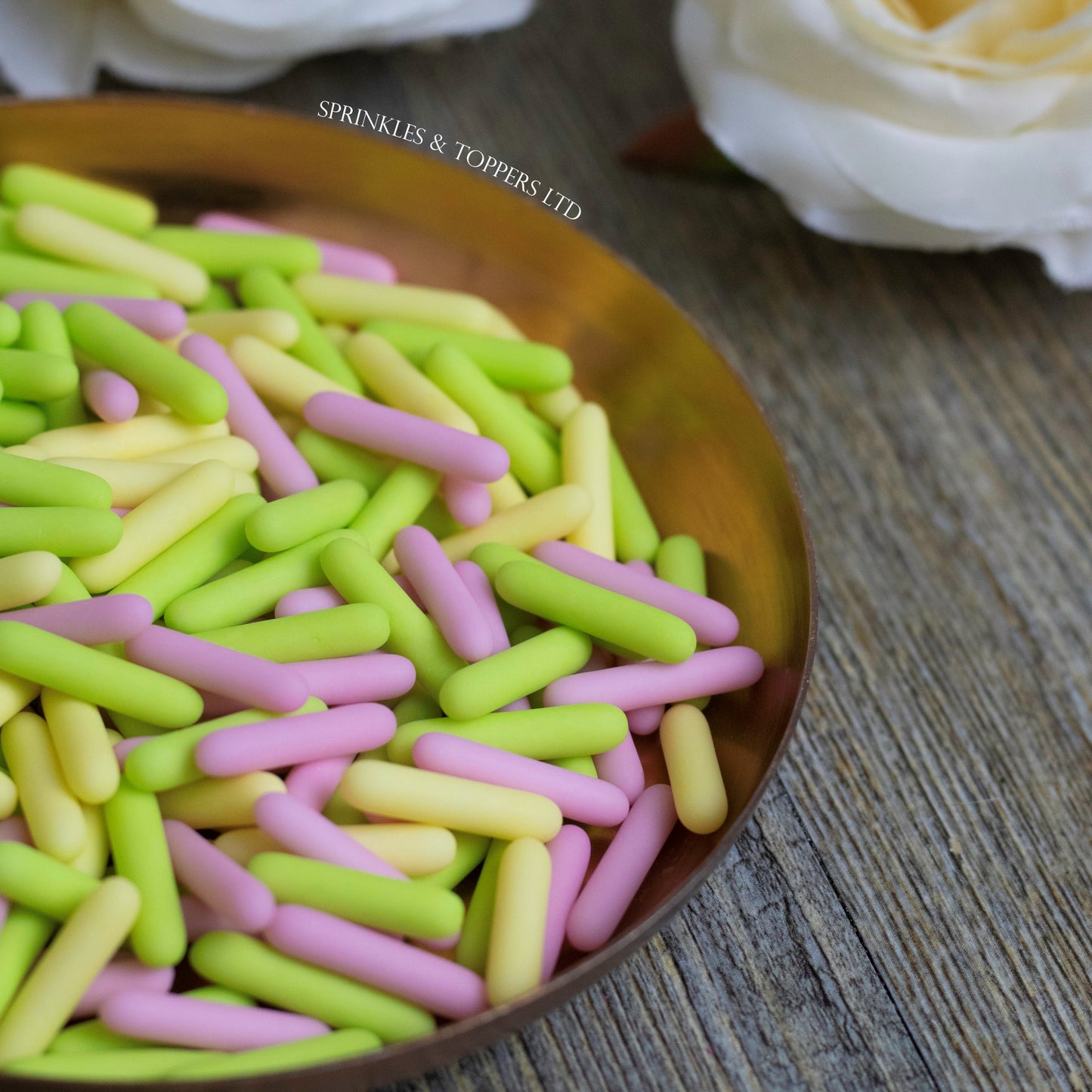 Pink Yellow & Lime Green Matt Macaroni Rods (20mm) Sprinkles