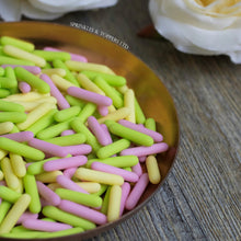 Load image into Gallery viewer, Pink Yellow &amp; Lime Green Matt Macaroni Rods (20mm) Sprinkles