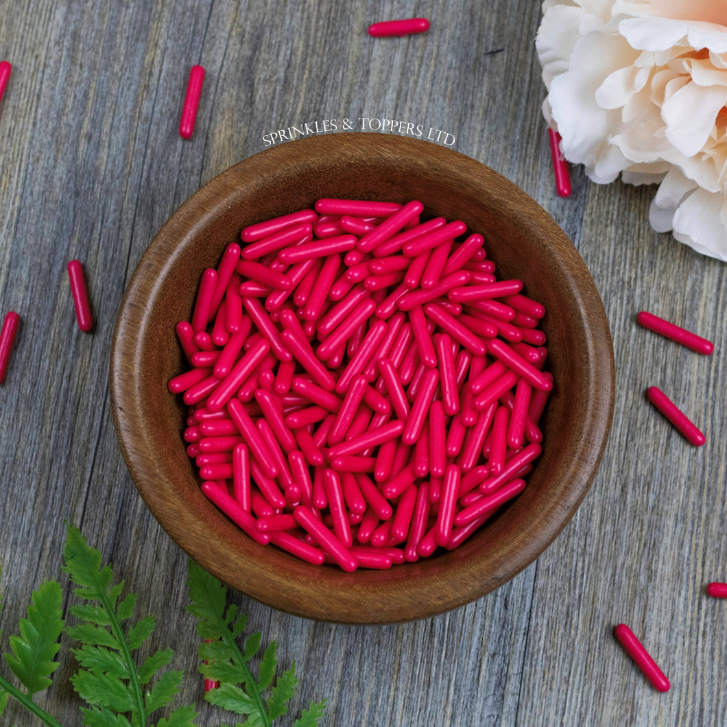 Bright Pink Polished Edible Macaroni Rods