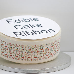 North Pole Tiled Edible Icing Cake Ribbon / Side Strips