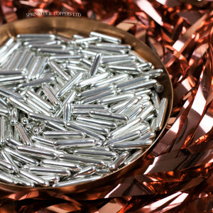 Silver Metallic Macaroni Rods (20mm) Sprinkles