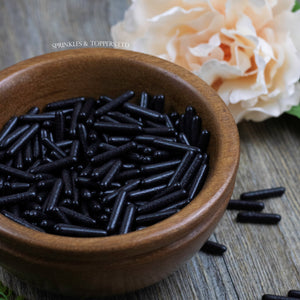 Black Polished Macaroni Rods (20mm) Sprinkles