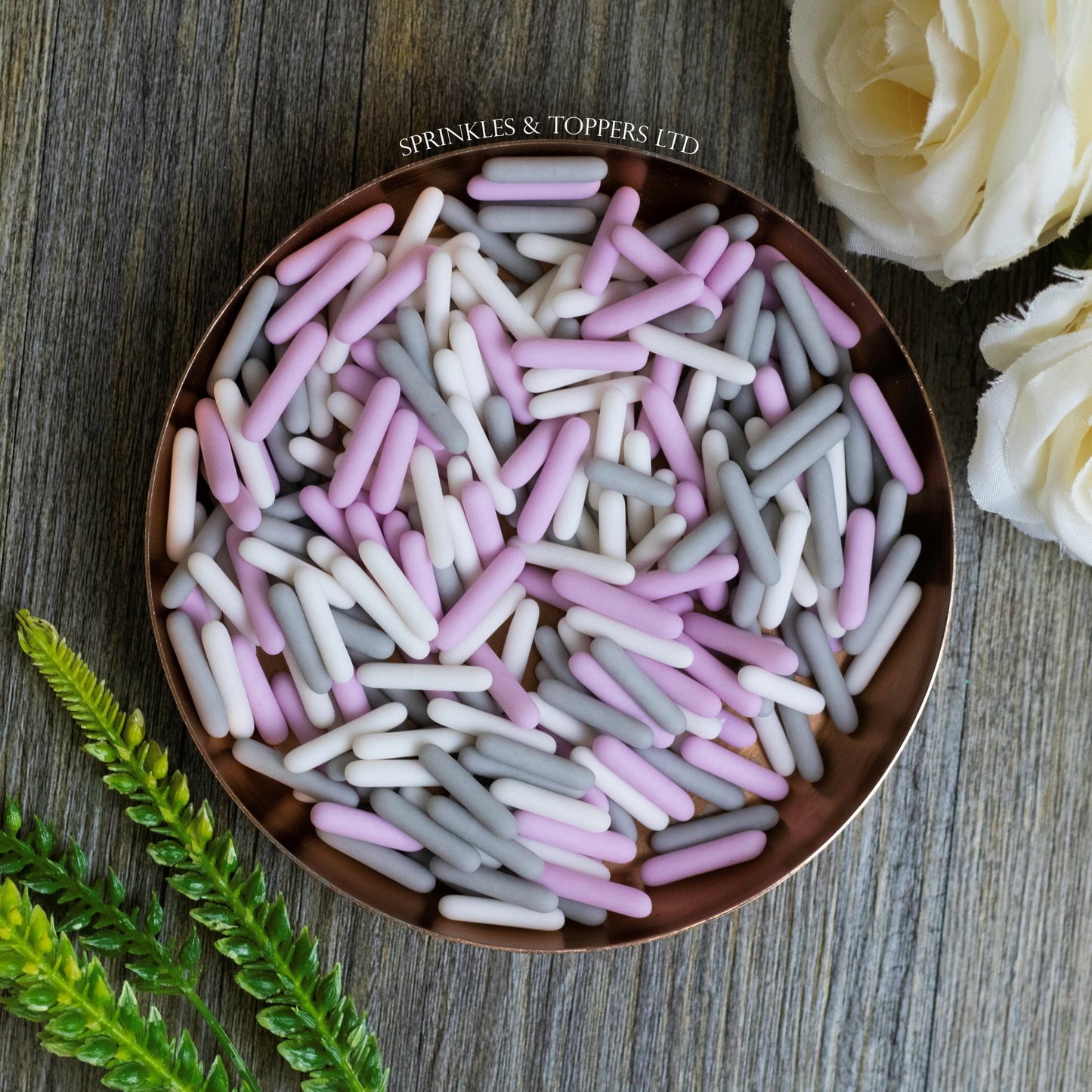 Grey Lilac & White Matt Macaroni Rods (20mm) Sprinkles