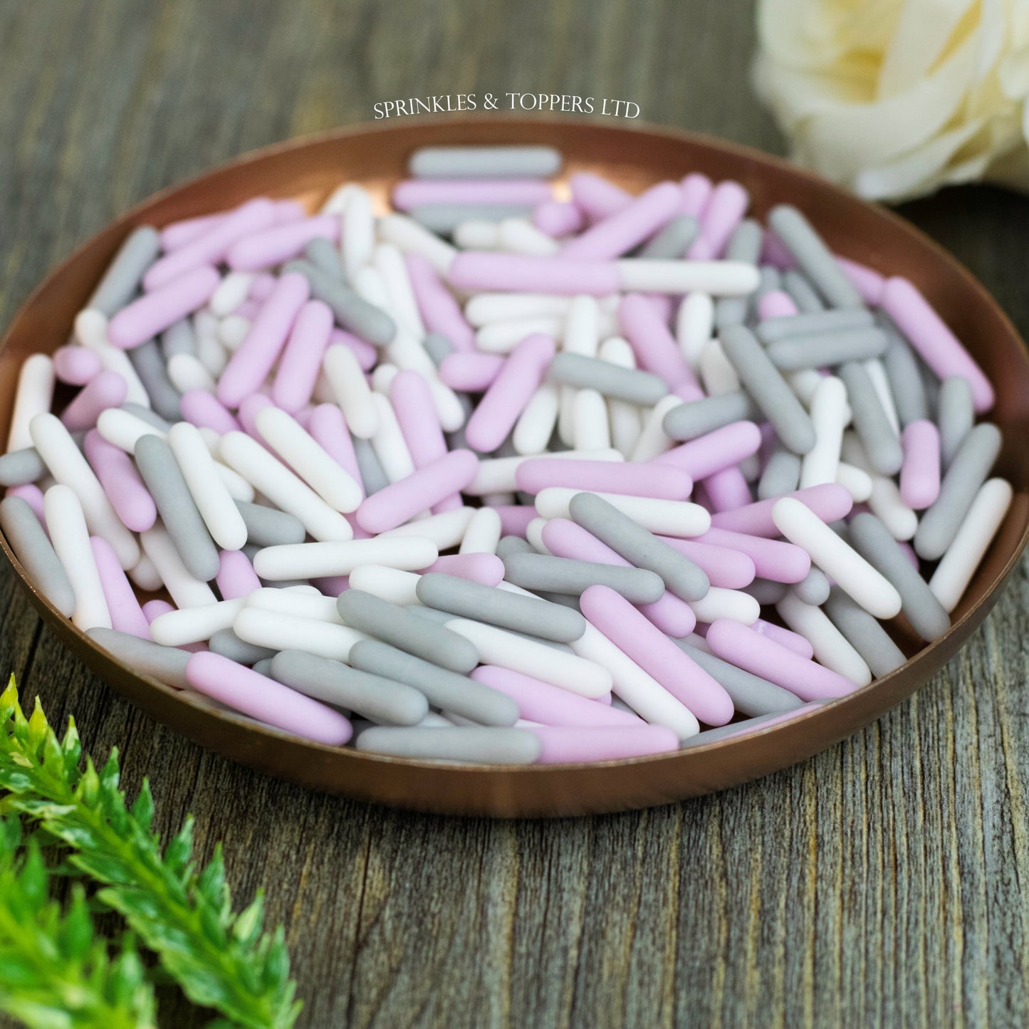 Grey Lilac & White Matt Macaroni Rods (20mm) Sprinkles