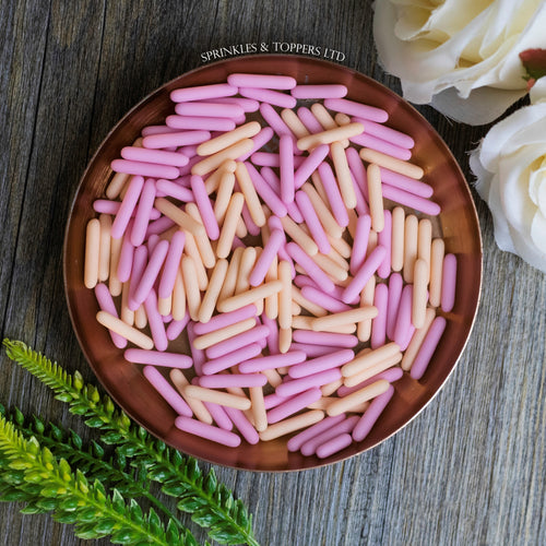 Pink & Peach Matt Macaroni Rods (20mm) Sprinkles