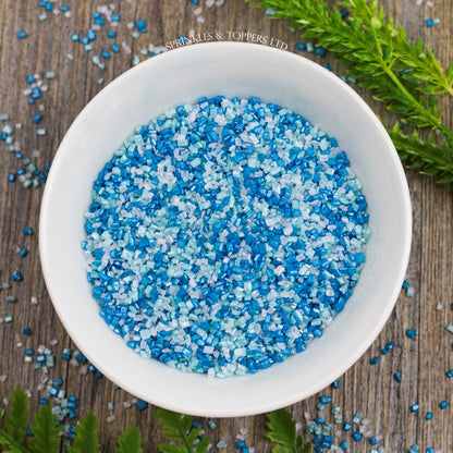 Blue, Turquoise & White Glimmer Sugar Crystals  Edible sugar crystals with a lovely shiny finish