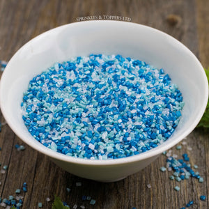 Blue, Turquoise & White Glimmer Sugar Crystals  Edible sugar crystals with a lovely shiny finish