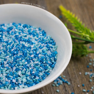 Blue, Turquoise & White Glimmer Sugar Crystals  Edible sugar crystals with a lovely shiny finish