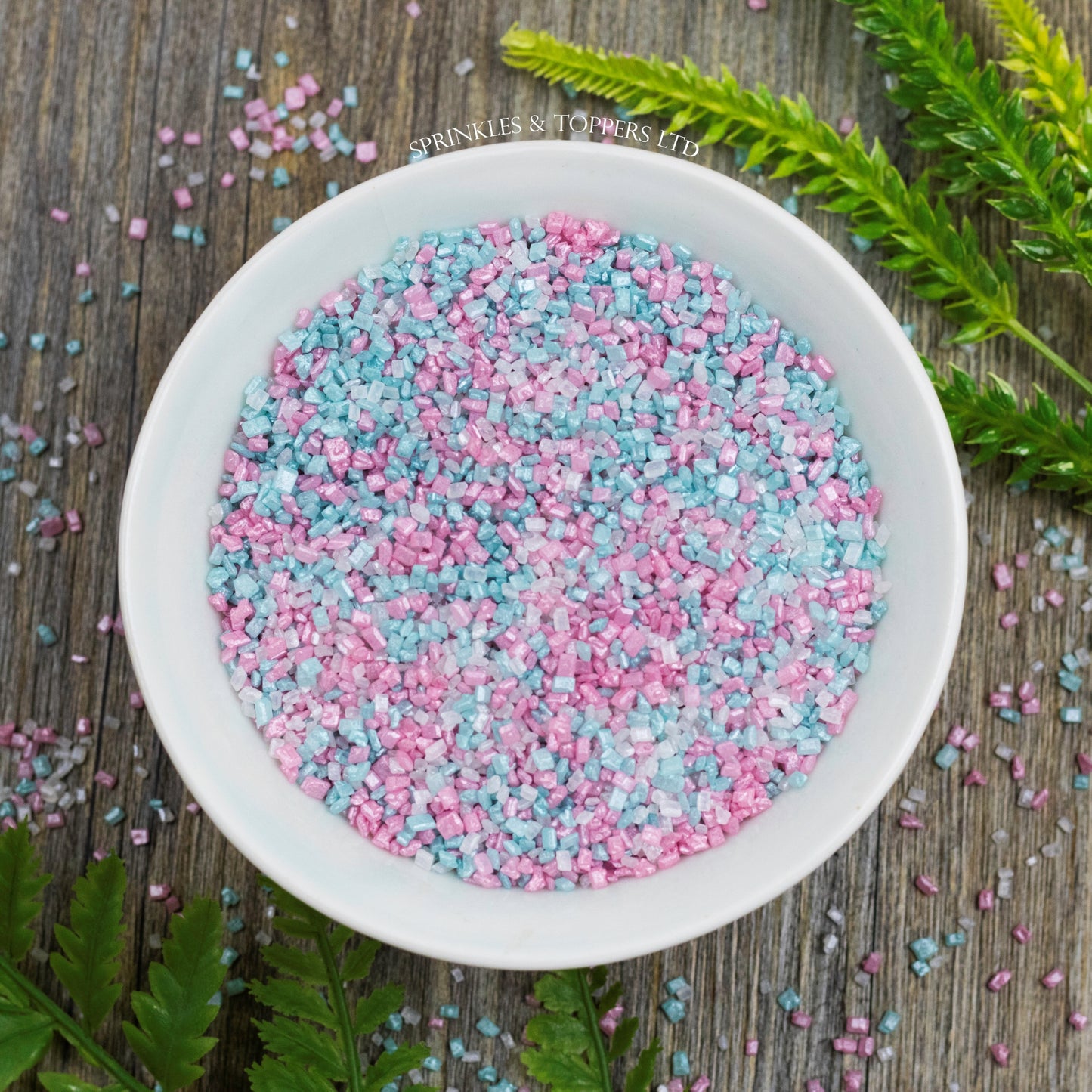 Pink, Turquoise & White Shimmer Sugar Crystals