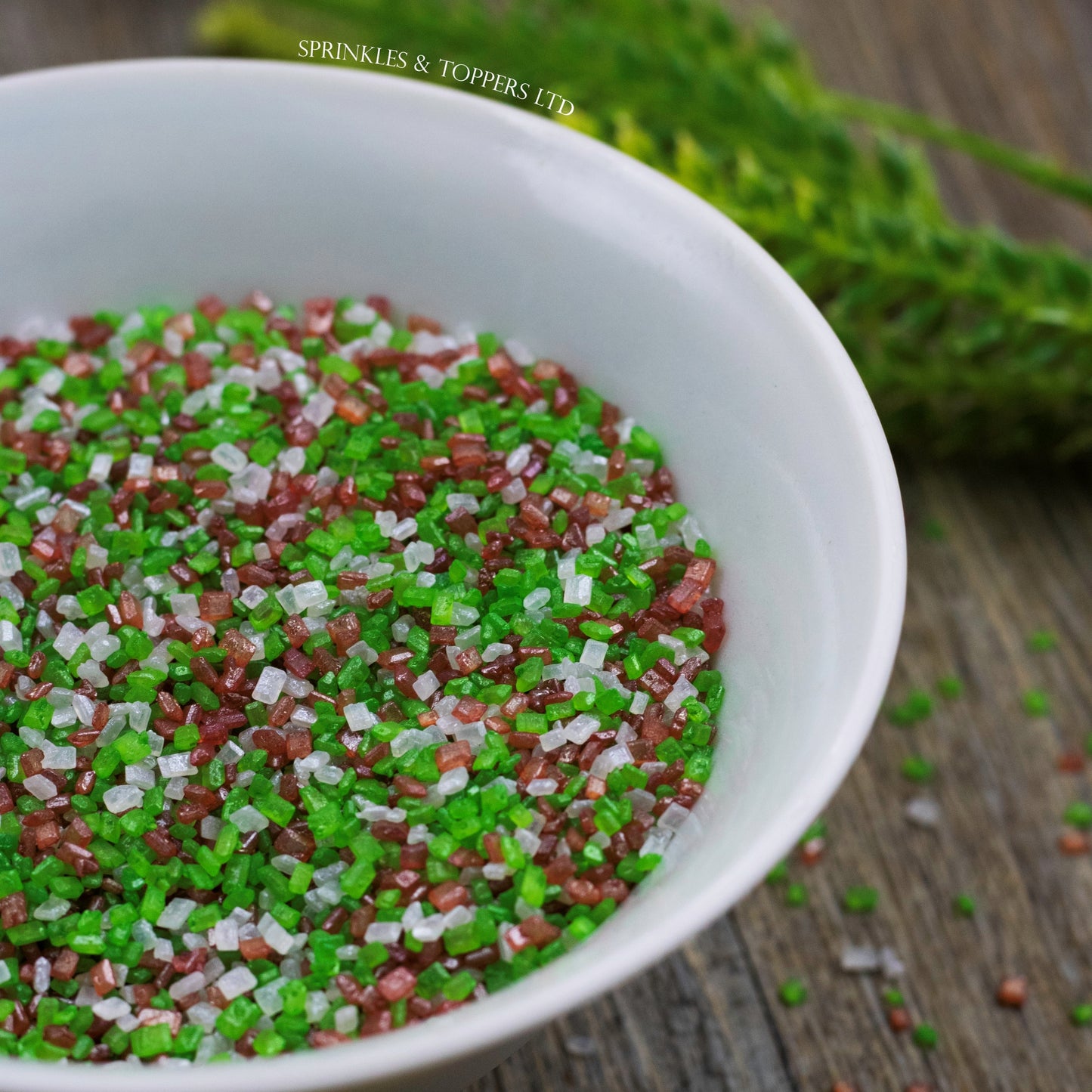 Red, White & Green Shimmer Sugar Crystals