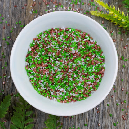 Red, White & Green Shimmer Sugar Crystals