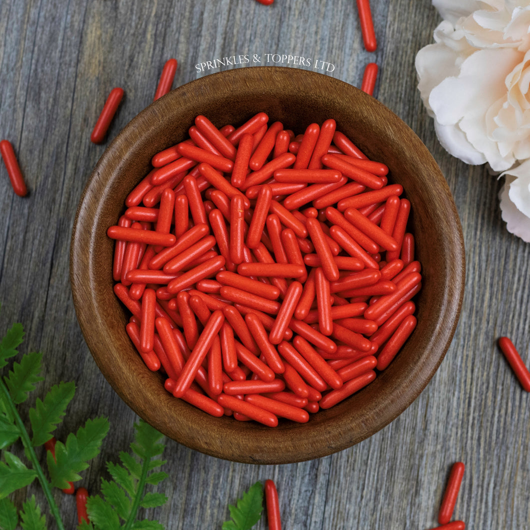 Red Polished Macaroni Rods (20mm) Sprinkles