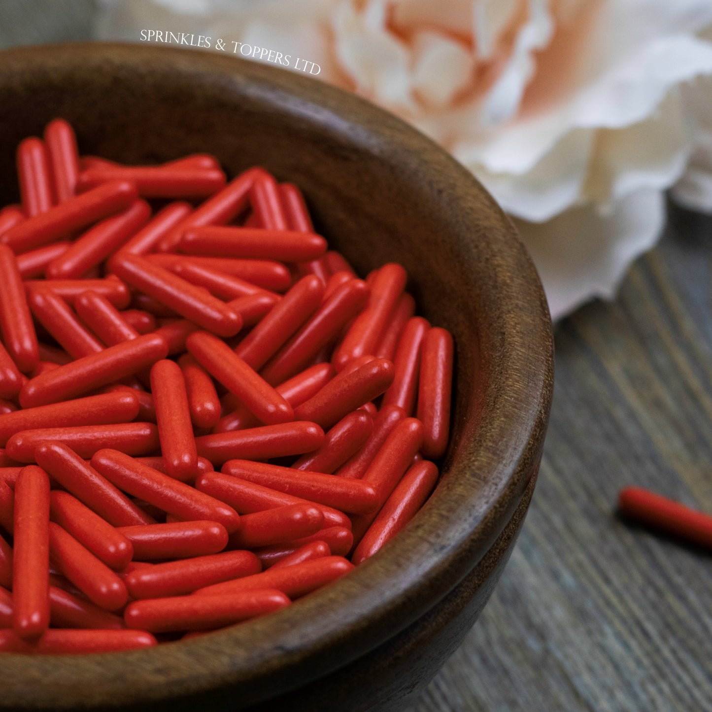 Red Polished Macaroni Rods (20mm) Sprinkles