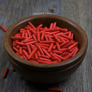 Red Polished Macaroni Rods (20mm) Sprinkles