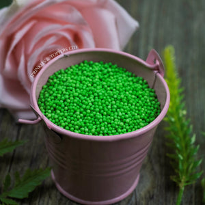 Green 100s & 1000s  These ever popular small sugar balls are perfect to top any cupcake, large cake, ice cream, shake and more...