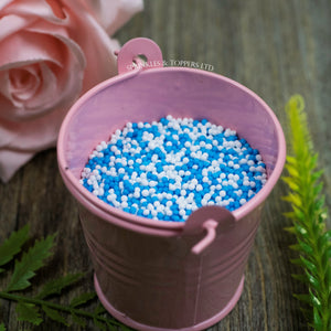 Blue & White 100s & 1000s  These ever popular small sugar balls are perfect to top any cupcake, large cake, ice cream, shake and more...