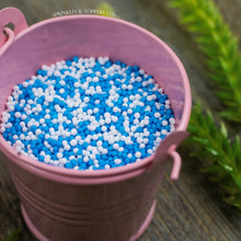Load image into Gallery viewer, Blue &amp; White 100s &amp; 1000s  These ever popular small sugar balls are perfect to top any cupcake, large cake, ice cream, shake and more...