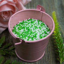 Load image into Gallery viewer, Green &amp; White 100s &amp; 1000s  These ever popular small sugar balls are perfect to top any cupcake, large cake, ice cream, shake and more...