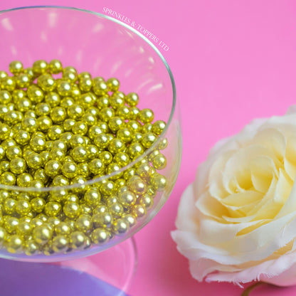 Gold Metallic 6mm Pearls (Vegan)