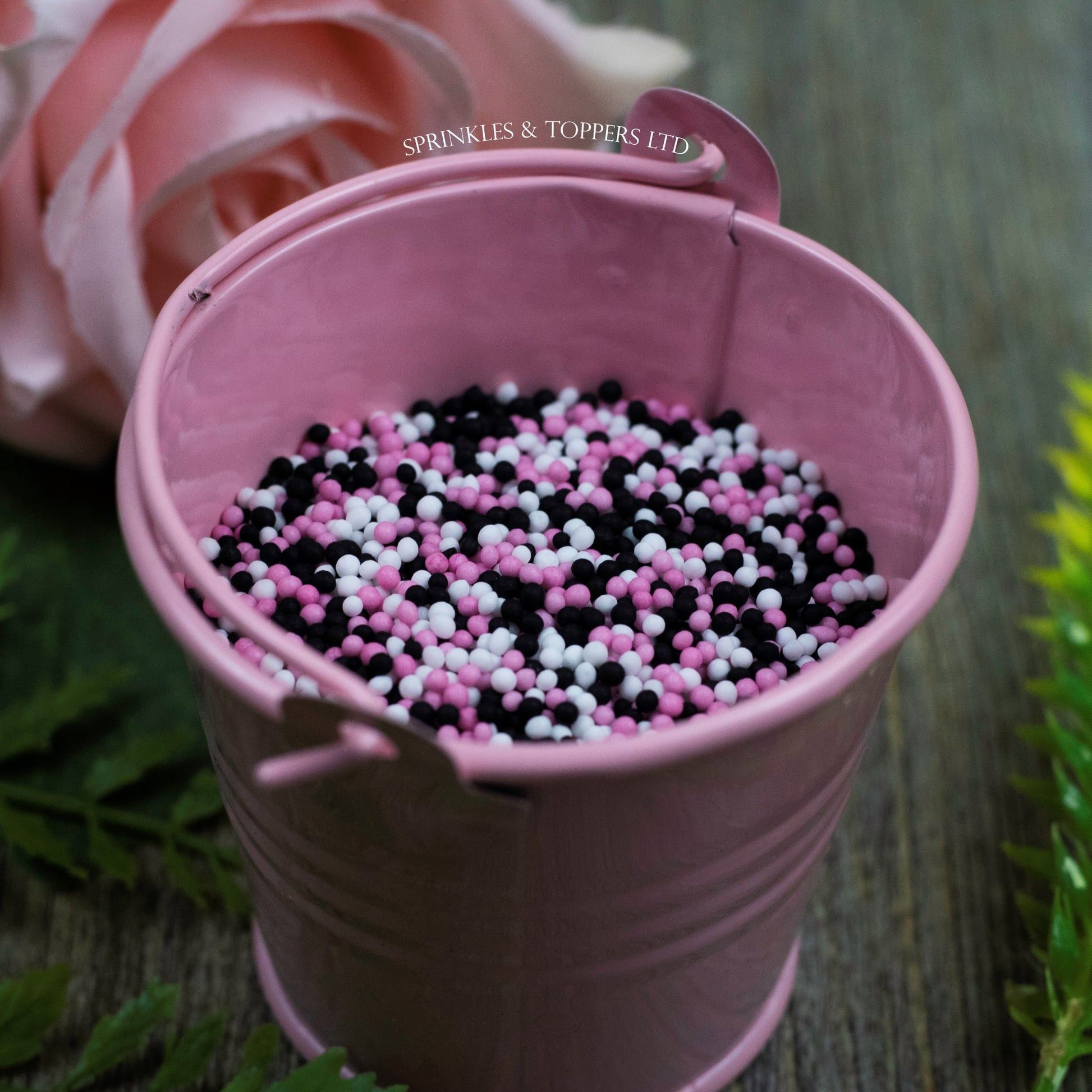 Black, Pink & White 100s & 1000s  These ever popular small sugar balls are perfect to top any cupcake, large cake, ice cream, shake and more...