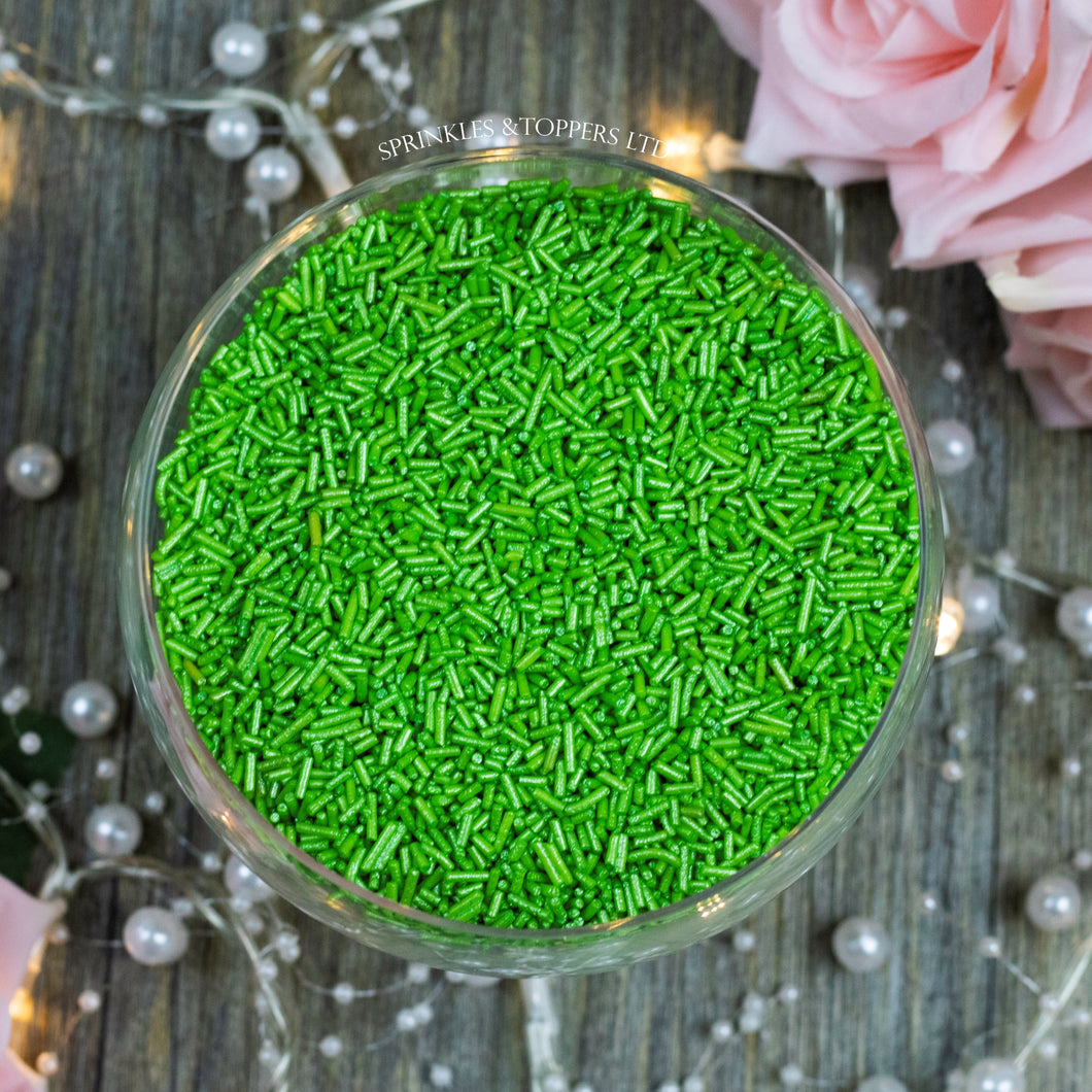 Perfect to top any cupcake or to decorate a larger cake, ice creams, smoothies, cookies and more  Lovely green glimmer strands with a shiny finish