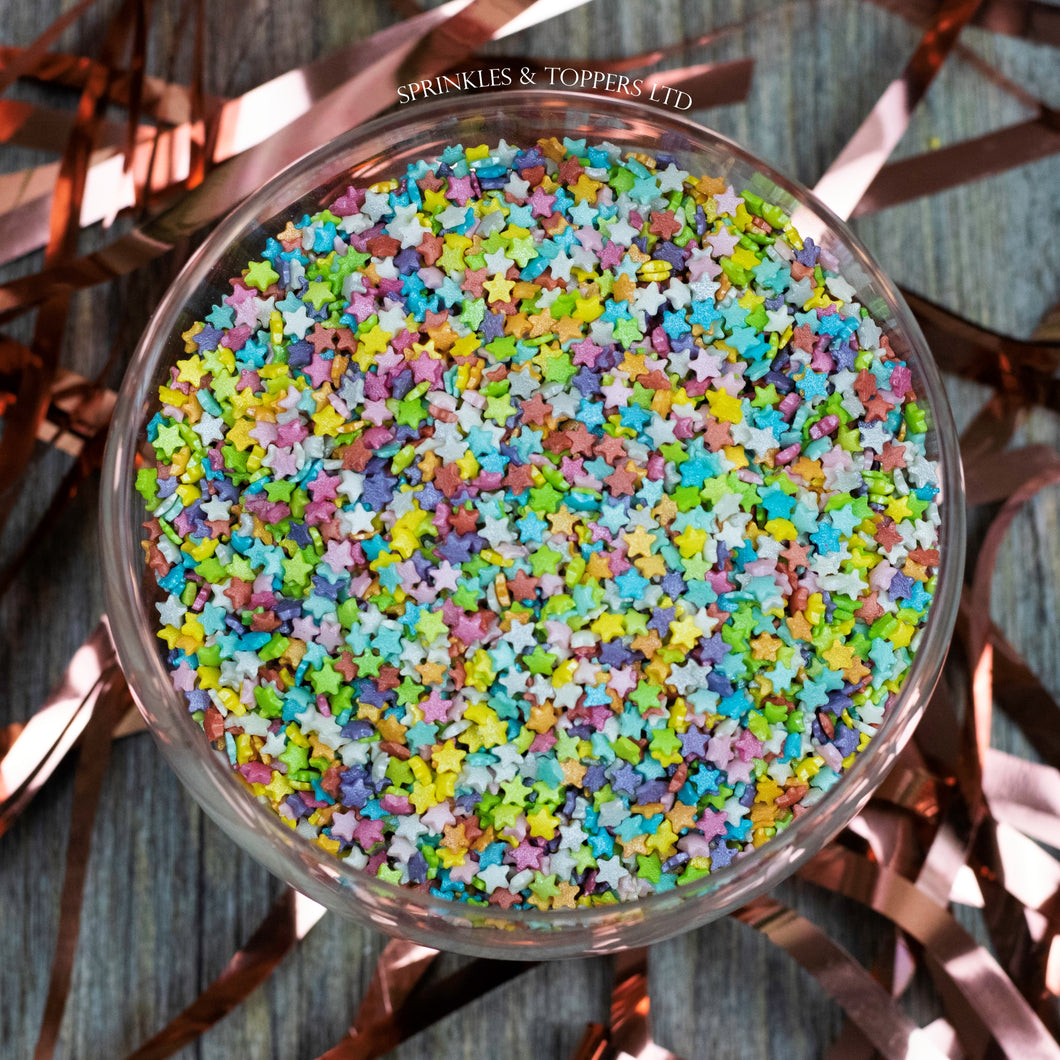 Mini Rainbow Glimmer Stars Sprinkles Cupcake / Cake Decorations