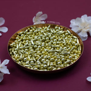 Large Gold Metallic Rice & Pearls Mix