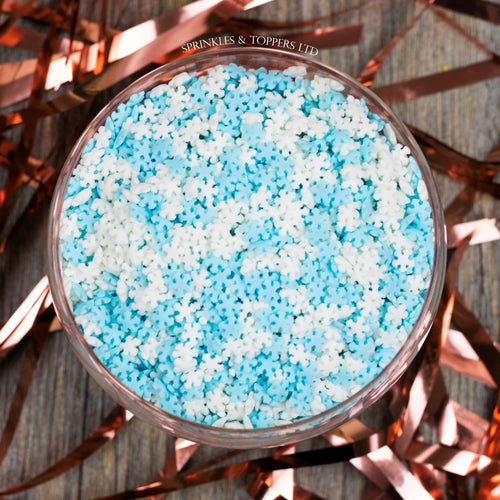 Mini Blue & White Snowflakes Sprinkles Cupcake / Cake Decorations (100g)