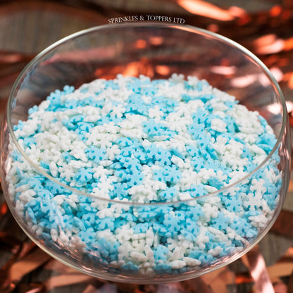 Mini Blue & White Snowflakes Sprinkles Cupcake / Cake Decorations (100g)