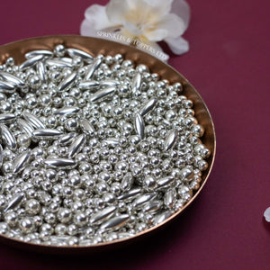 Large Silver Metallic Rice & Pearls Mix