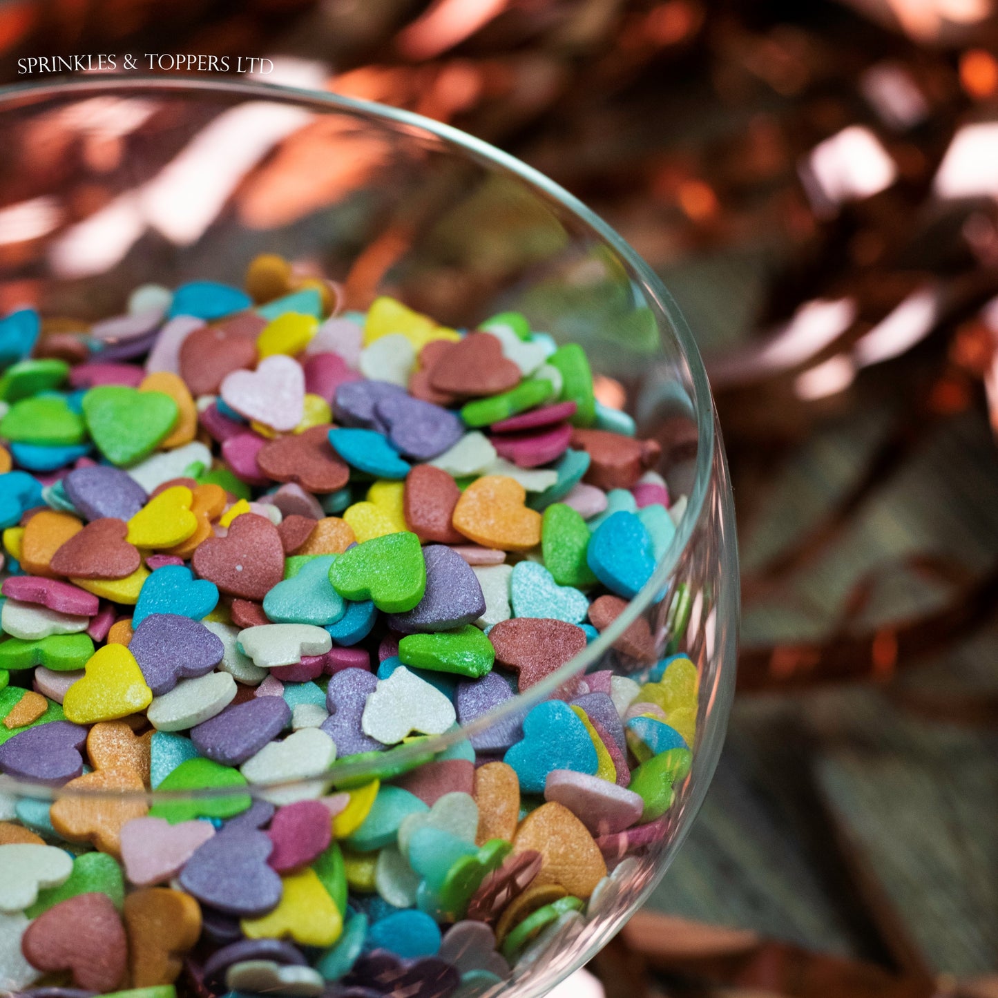 Rainbow Shimmer Hearts Sprinkles Cupcake / Cake Decorations