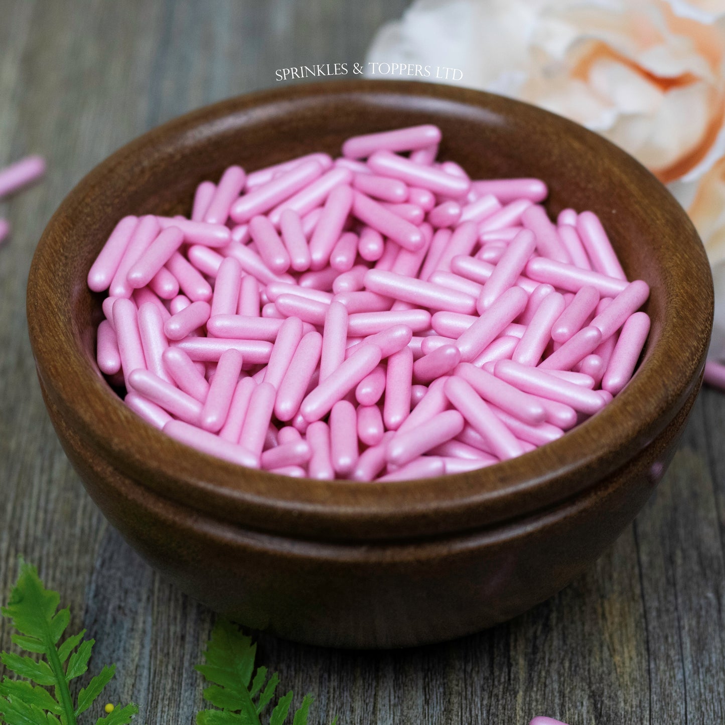 Pink Pearlescent Macaroni Rods (20mm) Sprinkles