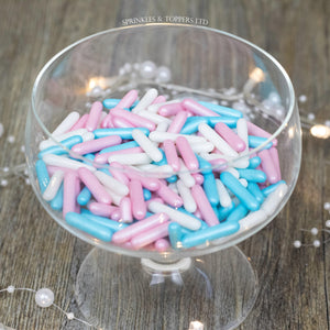 Pink, White & Blue Macaroni Rods (20mm) Sprinkles