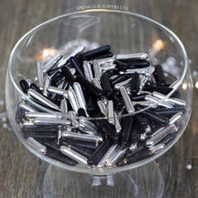 Load image into Gallery viewer, Black &amp; Metallic Silver Macaroni Rods (20mm) Sprinkles  Simply stunning macaroni rods measuring approx 20mm - perfect for those statement cupcakes / cakes