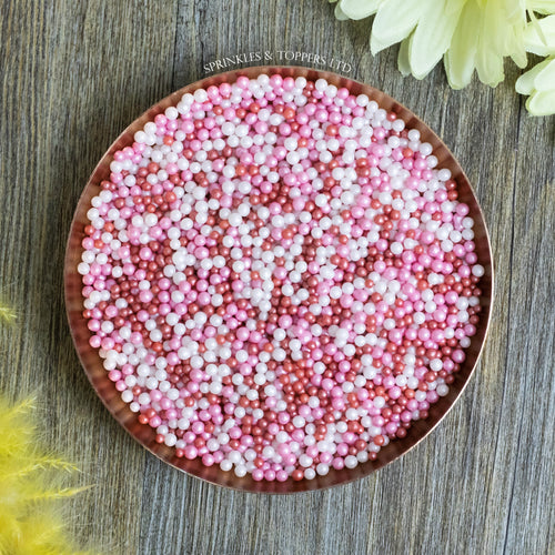 Red Pink & White Glimmer Pearls (3-4mm) Sprinkles
