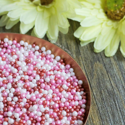 Red Pink & White Glimmer Pearls (3-4mm) Sprinkles