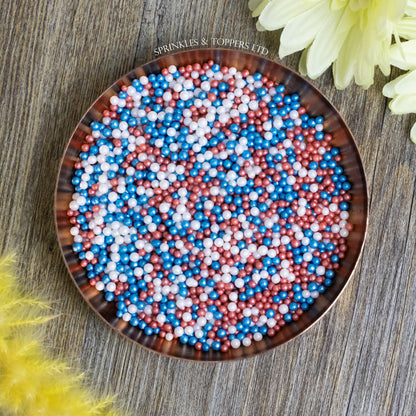 Red White & Blue Glimmer Pearls (3-4mm) Sprinkles