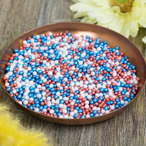 Red White & Blue Glimmer Pearls (3-4mm) Sprinkles